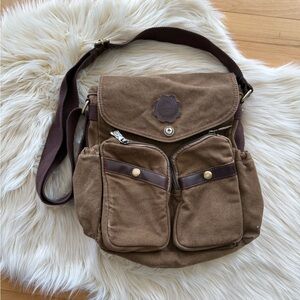 Stylish Brown Canvas Messenger Bag
